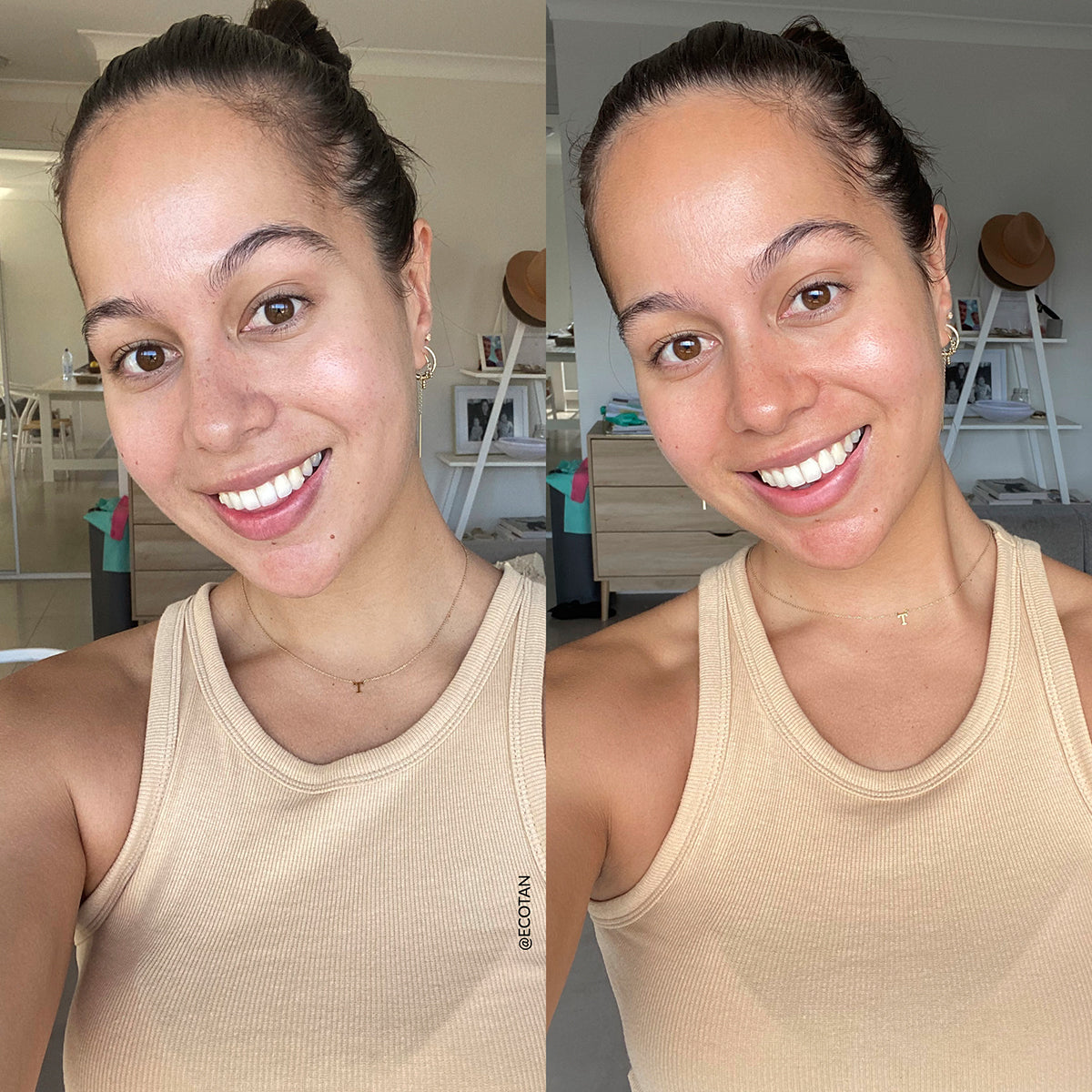 before and after tan face