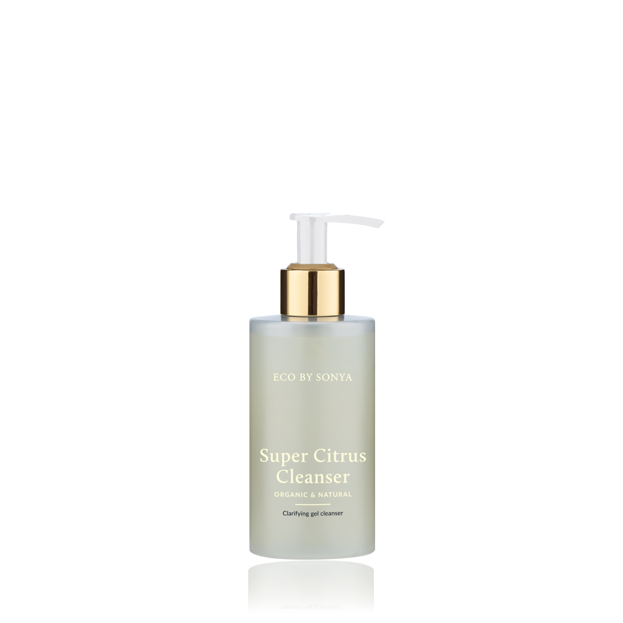 Super Citrus Cleanser bottle with pump on a white background