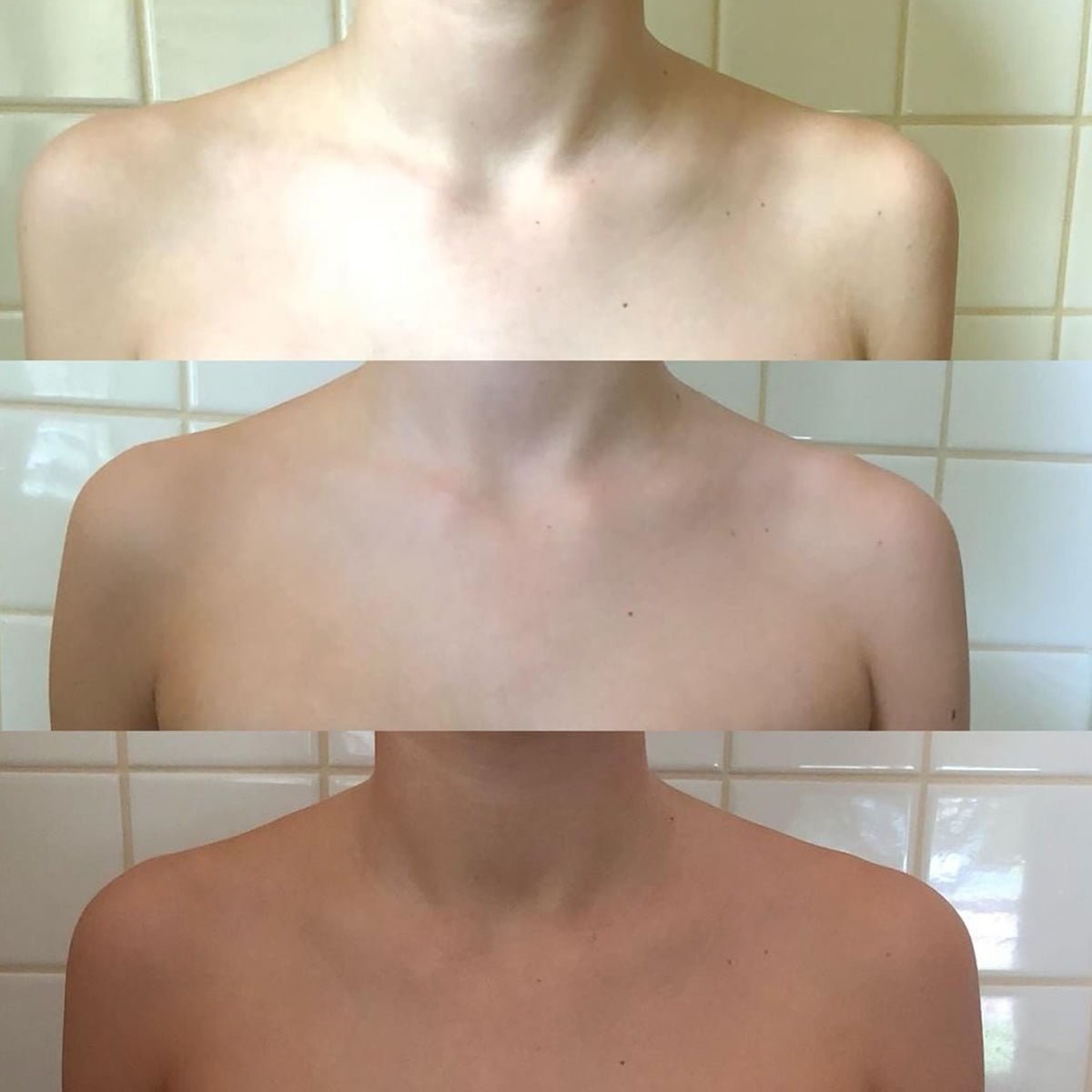 Winter Skin - Eco Tan gradual tanner before after progress photos neck and decolletage