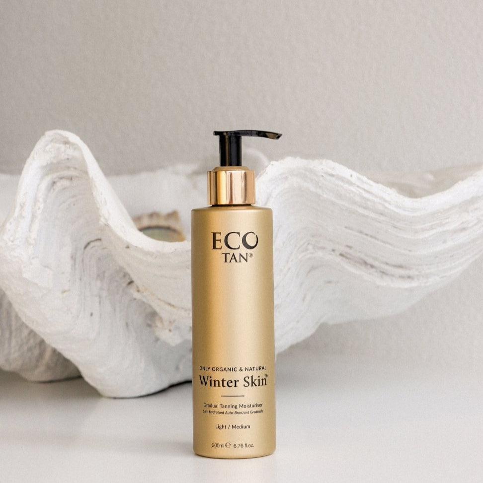 Eco By Sonya Winter Skin gradual tanning lotion white shell background